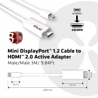 Mini DisplayPort 1.2 Cable to HDMI UHD 4K60Hz Active Adapter Male/Male 3M / 9.84Ft