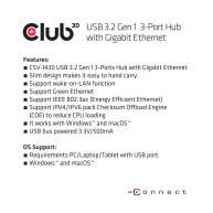 USB 3.2 Gen1 Typ A 3-Port Hub mit Gigabit Ethernet