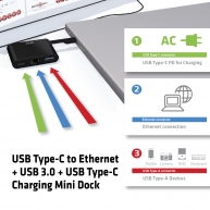 USB Type-C auf Ethernet + USB 3.0 + USB Type-C Charging Mini Dock 