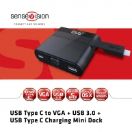 USB Tipo-C a VGA + USB 3.0 + USB Tipe-C Cargar Mini Dock