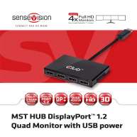Multi Stream Transport (MST) USB ile Çalışan Hub DisplayPort™ 1.2 Dört Monitör 