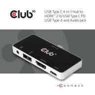 USB Type C 4-in-1 Hub to HDMI™ 4K60Hz USB Type C PD / USB Type A / Audio jack