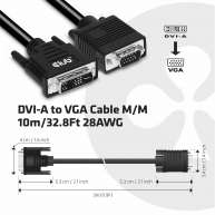 DVI-A to VGA Cable M/M 3m/9.9 ft 28AWG