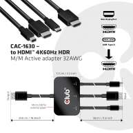 USB Typ-C   HDMI   Mini DisplayPort1.2 auf HDMI 4K60Hz HDR St. auf St. aktiver Adapter 32AWG