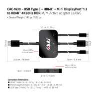 USB Typ-C   HDMI   Mini DisplayPort1.2 auf HDMI 4K60Hz HDR St. auf St. aktiver Adapter 32AWG