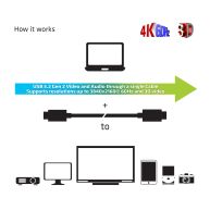 USB Gen 2 Tipo C Cable 4K60Hz Óptico activo A/V Unidireccional M/M 20 m / 65.62 pies