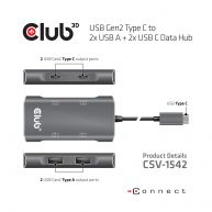  USB Gen2 Type C to 2x USB A + 2x USB C Data Hub