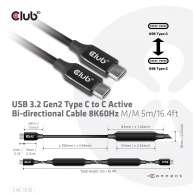 USB 3.2 Gen2 Typ C auf C aktives bidirektionales Kabel 8K60Hz St./St. 5m