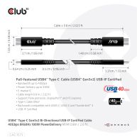 USB4 Typ-C Gen3x2 Bi-Direktionales USB-IF-zertifiziertes Kabel 40Gbps 8K60Hz 100W PowerDelivery St./St. 0.8m 