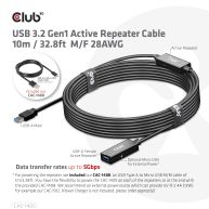 Cable repetidor activo USB 3.2 Gen1 de 10 m/32.8 pies M/H 28AWG