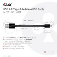 Cable USB 2.0 Tipo A a Micro USB M/M 1 m/3,28 pies