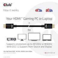 Cable HDMI de ultra alta velocidad 4K120Hz, 8K60Hz 48Gbps M/M 4 m/13.12ft 26AWG