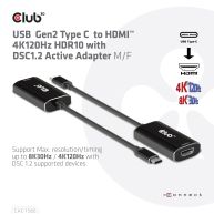 USB Gen2 Type C to HDMI 4K120Hz HDR10 with DSC 1.2 Active Adapter M/F