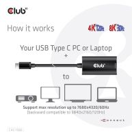 USB Gen2 Type C to HDMI 4K120Hz HDR10 with DSC 1.2 Active Adapter M/F