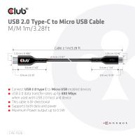 Cable USB 2.0 Tipo-C a Micro USB M/M 1m/3.28ft 