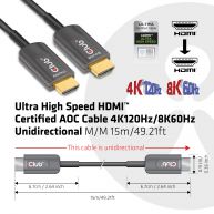 Cable AOC con certificación HDMI™ Ultra High Speed 4K120Hz/8K60Hz Unidireccional  M/M 15m/49,21 pies