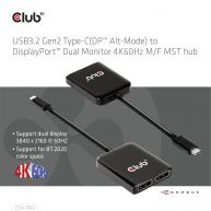 USB3.2 Gen2 Tipo-C (DP Alt-Mode) a concentrador DisplayPort Dual Monitor 4K60Hz M/H MST