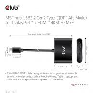 Hub MST USB3.2 Gen2 Type-C (DP Alt-Mode) a  DisplayPort + HDMI 4K60Hz M/H 