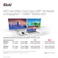 Hub MST USB3.2 Gen2 Type-C (DP Alt-Mode) a  DisplayPort + HDMI 4K60Hz M/H 