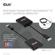 Multi Stream Transport (MST) Hub DisplayPort 1.4 to HDMI Dual Monitor 4K60Hz M/F