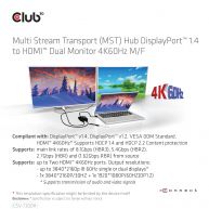 Multi Stream Transport (MST) Hub DisplayPort 1.4 to HDMI Dual Monitor 4K60Hz M/F