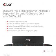 USB Gen1 Typ-C Triple Display DP Alt Mode    Displaylink Dynamic PD Ladedock mit 120 Watt Netzteil