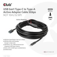 Cable adaptador activo USB Gen1 Tipo-C a USB Tipo-A 5Gbps M/H 10m/32.8pies