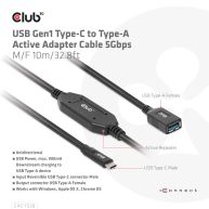 Cable adaptador activo USB Gen1 Tipo-C a USB Tipo-A 5Gbps M/H 10m/32.8pies