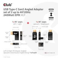 Juego de adaptadores en ángulo USB Tipo-C Gen2 de 2 hasta 4K120Hz 240Watt EPR M/H 