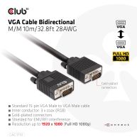 Cable VGA bidireccional M/M 10m/32.8ft 28AWG