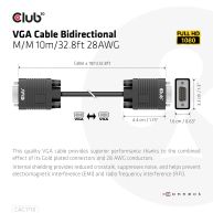 Cable VGA bidireccional M/M 10m/32.8ft 28AWG