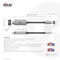 CAC-1587 USB Gen2 Type-C auf HDMI 4K120Hz/8K60Hz HDR10, DSC1.2 Aktives Kabel M/M 3m