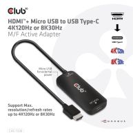 HDMI + Micro USB auf USB Typ-C  4K120Hz oder 8K30Hz M/F Aktiver Adapter