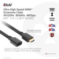 Ultra High Speed HDMI Extension Cable 4K120Hz  8K60Hz  48Gbps M/F 1 m / 3.28 ft 30AWG