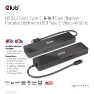 6-in-1 USB3.2 Gen2 Typ-C Dual Displays Portable Dock mit USB Typ-C Video 4K60Hz