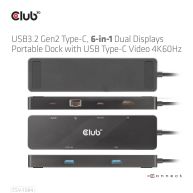 USB3.2 Gen2 Type-C, 6-in-1 Dual Displays Portable Dock with USB Type-C Video 4K60Hz