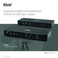 DisplayPort/HDMI KVM Switch/Dock 4K60Hz For USB Type-C inputs