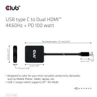 USB Typ-C zu Dual HDMI™ 4K60Hz + PD 100 Watt