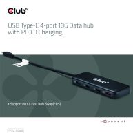 Concentrador USB Tipo-C de 4 puertos 10G de datos con carga PD3.0