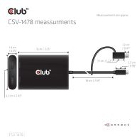 El Club 3D CSV-1478 USB Tipo-C (con adaptador USB-A) a doble DisplayPort™ (4K60Hz) Video Splitter