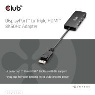 DisplayPort™ to Triple HDMI™ 8K60Hz Adapter