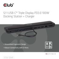 12-1 USB-C® Triple Display PD3.0 100W Docking Station + Charger 