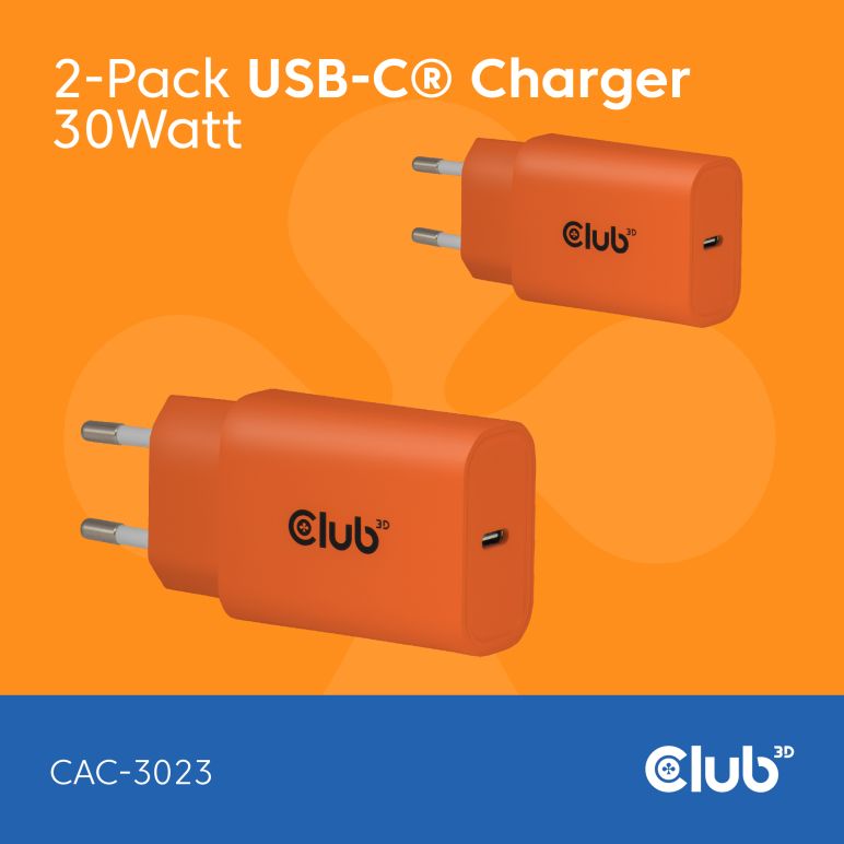 2-Pack USB C Charger 30 Watt Orange